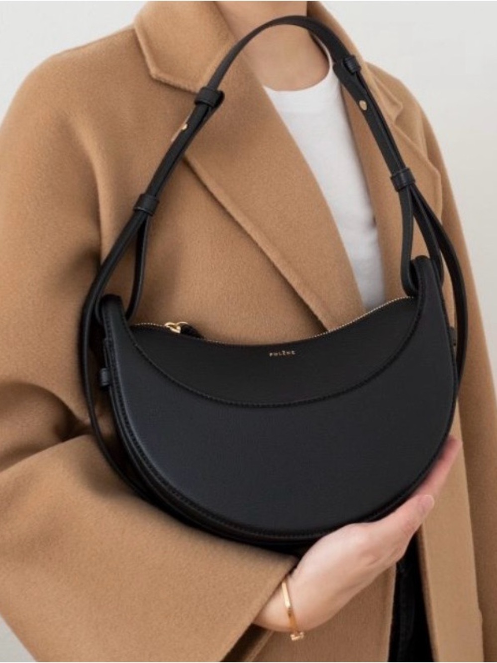 Polene Numero Dix Textured Black Leather Bag